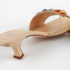 Fendi Nappa Beige Floral Heels 38