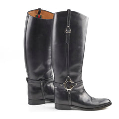 Gucci Knee High Boots Ribot Black 38