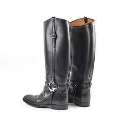 Gucci Knee High Boots Ribot Black 38