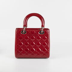 Dior Patent Lady Dior Medium Red