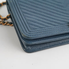 Chanel Wallet On Chain Chevron Caviar Navy GHW