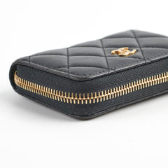 Chanel Zipper Cardholder Lambskin Black 22 Series