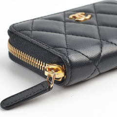 Chanel Zipper Cardholder Lambskin Black 22 Series