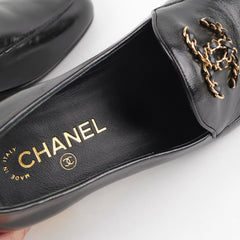 Chanel Chain CC Loafers Black Size 41
