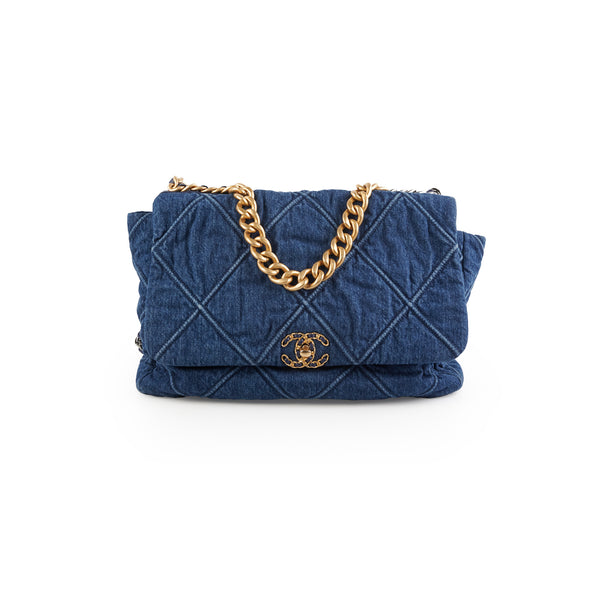 chanel 19 denim maxi