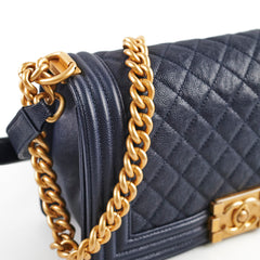 Chanel Caviar Old Medium Boy Navy 25 Series