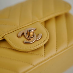 Chanel Mini Rectangular Chevron Yellow