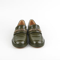 Chanel Patent Loafers Green Size 41