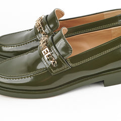 Chanel Patent Loafers Green Size 41