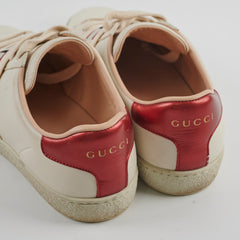 Gucci Women's Leather Ace Sneakers White/Red Size 35.5