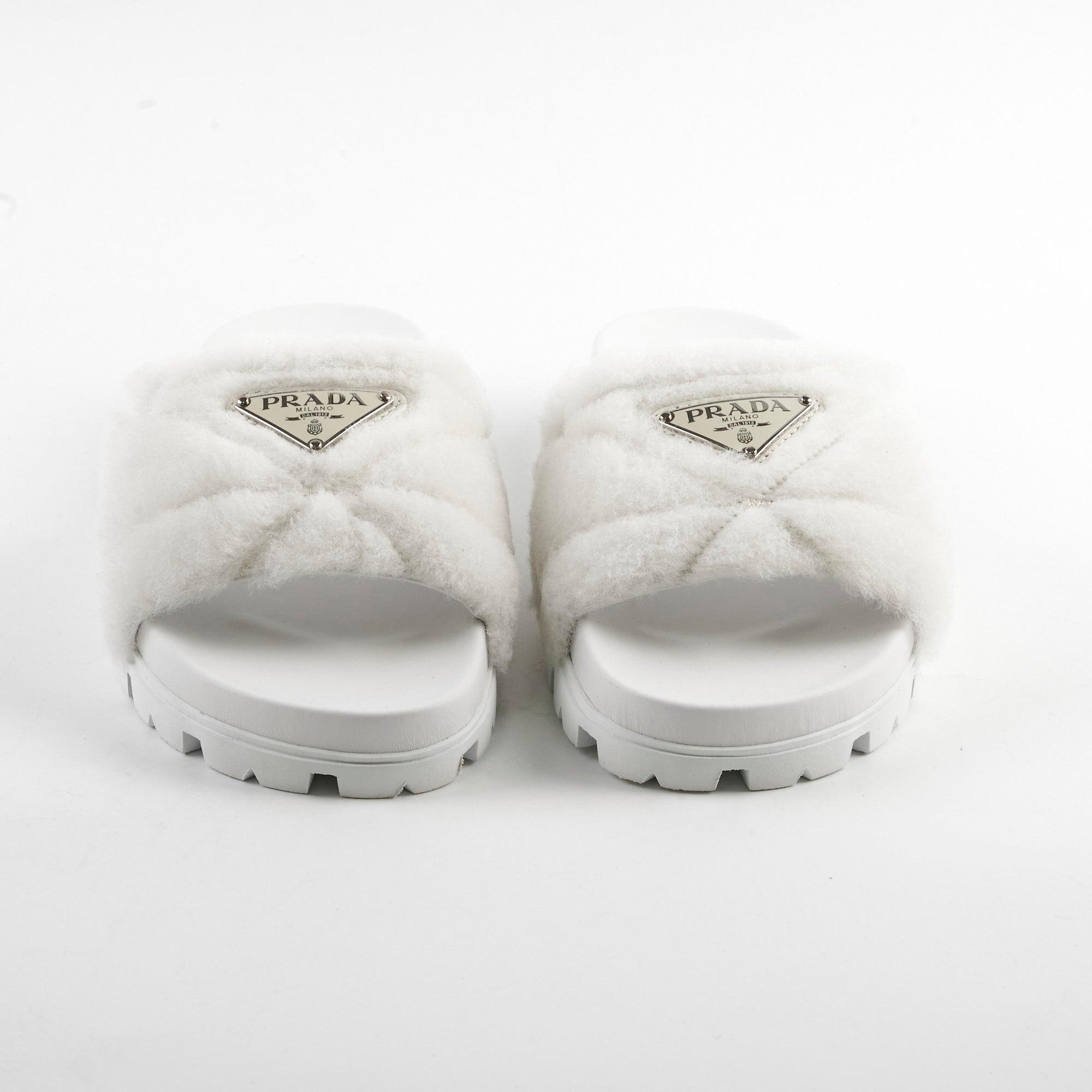 Prada Fur Slides White – THE PURSE AFFAIR - Main Image