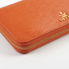 Prada Saffiano Long Wallet Orange