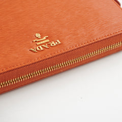 Prada Saffiano Long Wallet Orange