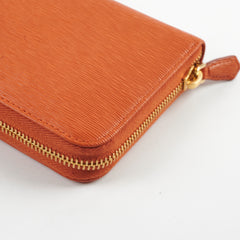 Prada Saffiano Long Wallet Orange