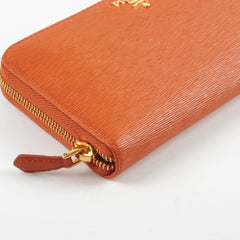 Prada Saffiano Long Wallet Orange