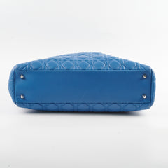 Dior Cannage Leather Shopping Tote Blue