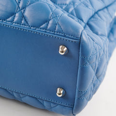 Dior Cannage Leather Shopping Tote Blue