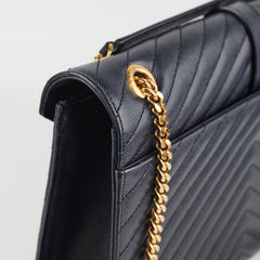 Saint Laurent Large Envelope Navy Shoulder Bag