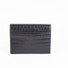Saint Laurent Kate Croc Wallet On Chain WOC Black