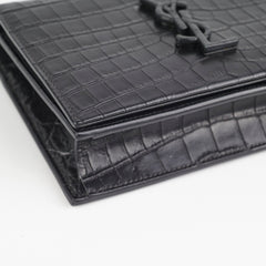 Saint Laurent Kate Croc Wallet On Chain WOC Black