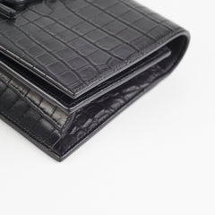 Saint Laurent Kate Croc Wallet On Chain WOC Black