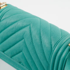 Chanel Chevron Caviar Turquoise Small Boy Bag