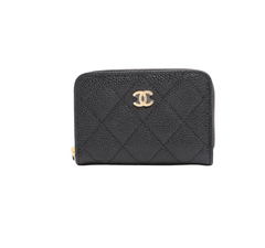 Chanel Black Caviar Zipper Card Case