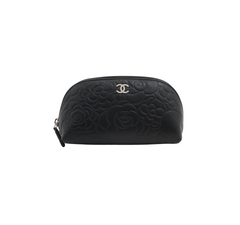 Chanel Camelia Lambskin Black Pouch Clutch