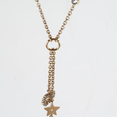 Christian Dior CD Gold Rhinestone Pearl Drop Necklace Costume Jewellery