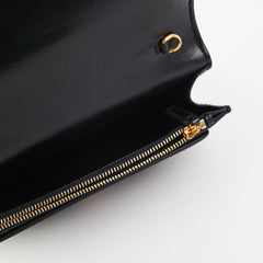 Saint Laurent Sunset Black Chain Wallet In Smooth Leather