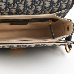 Christian Dior Totter Flap Navy Oblique Crossbody