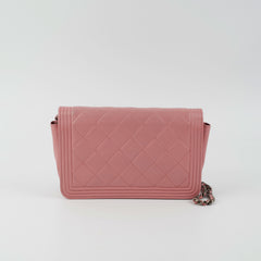 Chanel Boy Wallet On Chain Woc Lambskin Pink