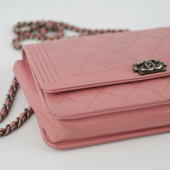 Chanel Boy Wallet On Chain Woc Lambskin Pink