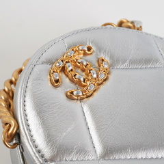 Chanel 19 Round Clutch Metallic Silver