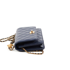 Chanel Seasonal Wallet On Chain Lambskin Navy - Microchipped