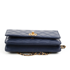 Chanel Seasonal Wallet On Chain Lambskin Navy - Microchipped