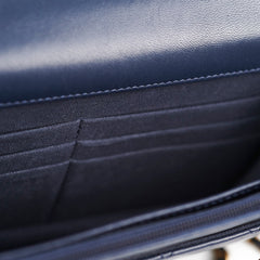 Chanel Seasonal Wallet On Chain Lambskin Navy - Microchipped