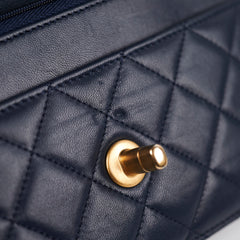 Chanel Seasonal Wallet On Chain Lambskin Navy - Microchipped