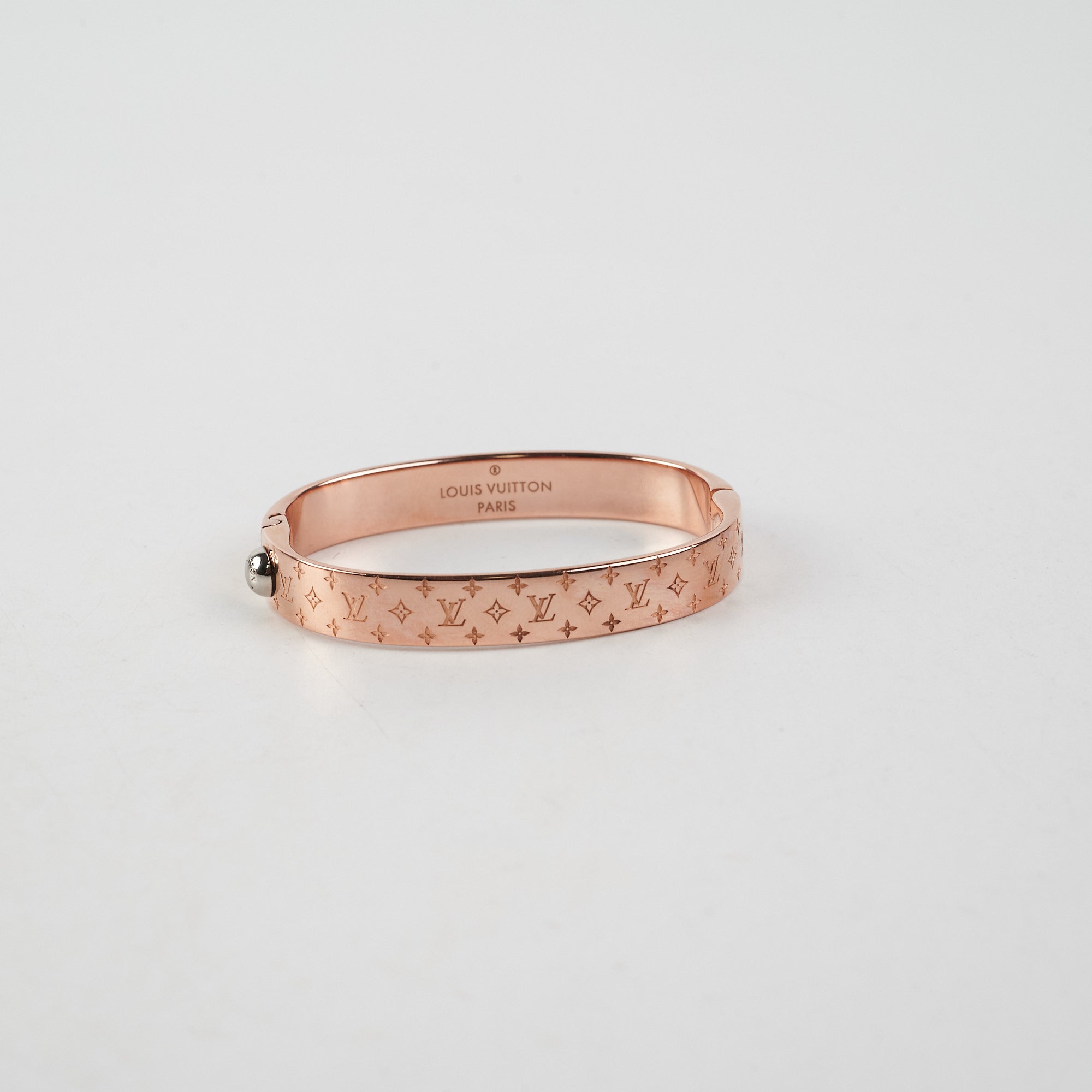 Louis Vuitton Bracelet Pink Gold tone Bangle Nanogram Monogram L020905