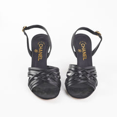 Chanel Sandals Heels Black Size 37.5