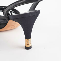 Chanel Sandals Heels Black Size 37.5