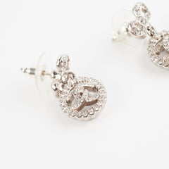 Chanel Logo Rhinestone Bow Earrings Costume Jewellery