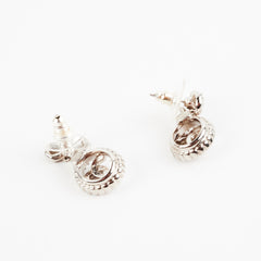 Chanel Logo Rhinestone Bow Earrings Costume Jewellery