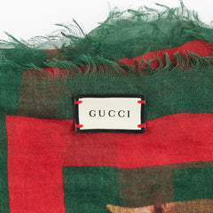 Gucci Scarf Red Green Leopard Print