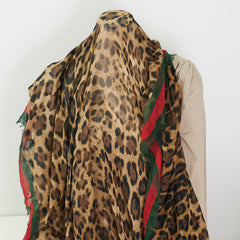 Gucci Scarf Red Green Leopard Print