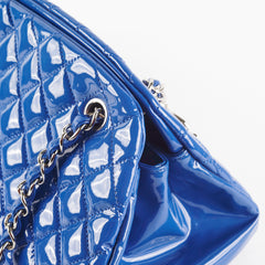 Chanel Just Mademoiselle Patent Blue Bowler Bag