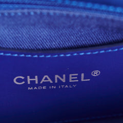 Chanel Just Mademoiselle Patent Blue Bowler Bag