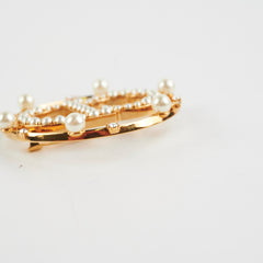 Christian Dior CD Gold Rhinestone Pearl Brooch Costume Jewellery