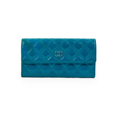 Chanel Long Patent Blue Wallet