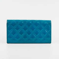 Chanel Long Patent Blue Wallet
